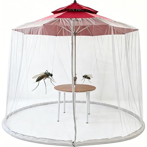 Rideau Moustiquaire pour Pergola, Moustiquaire Parasol Déporté 3x3M Carré Blanc (1/5)