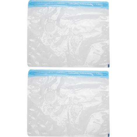Sac sous vide Ortviai M 32x26cm x2, PE/PA résistant avec valve filetée 3,5cm, transparent réutilisable pour voyage et rangement (1/5)