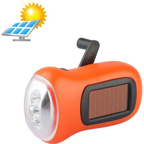 lampe de poche à dynamo, pas besoin de charger la lampe de poche à manivelle d'urgence à énergie solaire Peut être utilisée comme lampe de camping, lampe de sécurité pour enfants