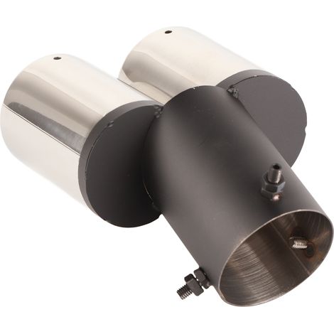Silencieux d'échappement universel pour voiture, à double tube courbé et à sortie ronde, en acier inoxydable (1/5)
