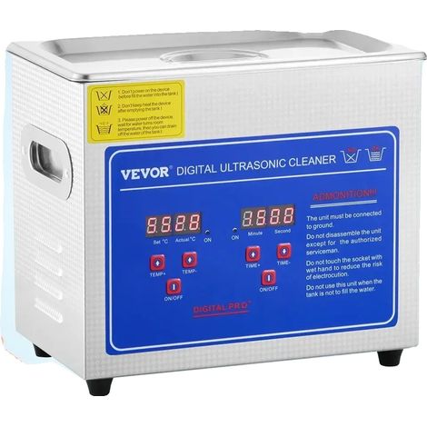 Nettoyeur ultrasonique 10L, machine de nettoyage ultrasonique numérique 40kHz avec chauffage et minuterie, réservoir en acier inoxydable pour bijoux, outils et lunettes, 3L JPS-20A (1/2)
