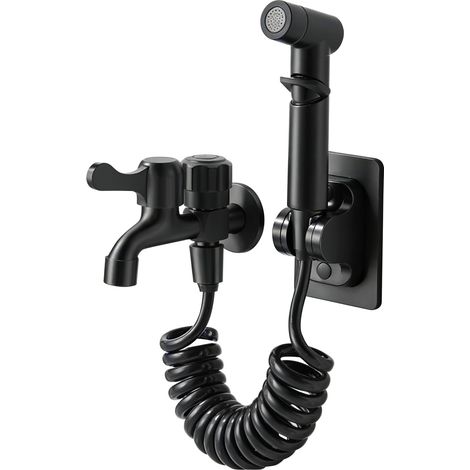 Douchette WC Kit, Douchette WC en Acier Inoxydable, avec Flexible 3M, Robinet et Support Mural, pour Toilette, Douche, Évier et Nettoyage de Salle de Bain (1/5)