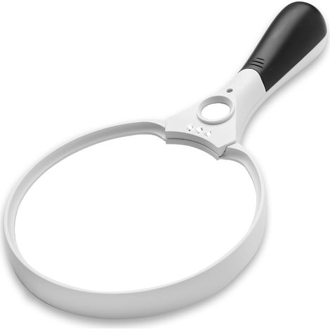 Loupe LED extra large avec poignée et éclairage - Lentilles 2X, 4X et 10X - Meilleures lunettes de lecture lumineuses grand format (1/5)