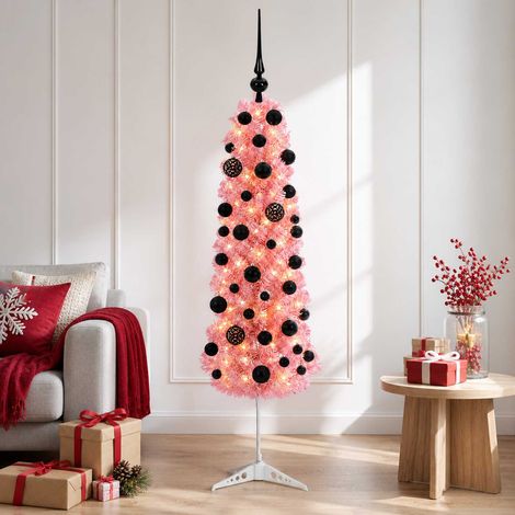 vidaXL Artificial Slim Christmas Tree with Bauble 150 cm 150 LEDs (1/5)