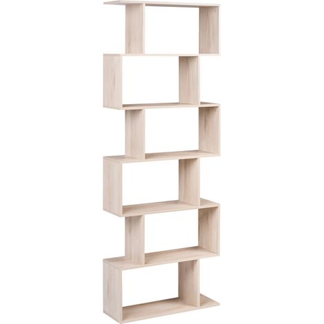 Estantería con 6 baldas tablero de partículas abierta diseño minimalista marrón claro Valdosa (1/5)