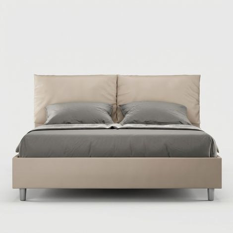 Cama doble container 160x200 cabecero con cojines Antea M1 - Beige (1/5)