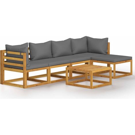 6-tlg. Garten-Lounge-Set mit Auflagen Massivholz Akazie vidaXL (1/5)