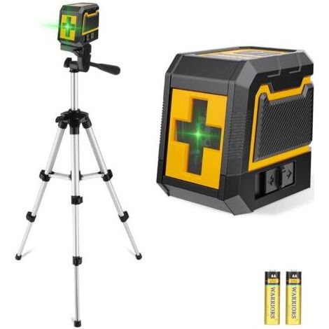 Niveau Laser,Laser Chantier Autonivelant avec Trepied,Lazer Niveaux à Ligne Croisée Verte Pour Accrocher des Tableaux,Décoration,Carrelage Intérieur et Extérieur,2 x Batterie (1/5)