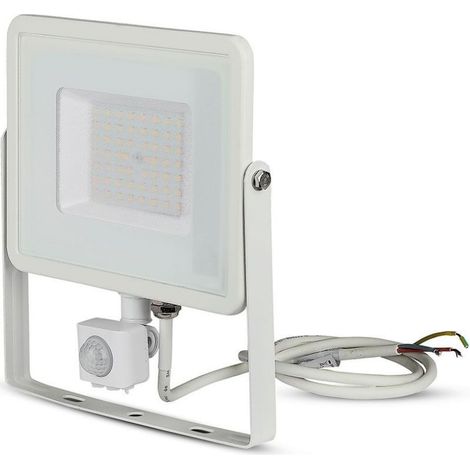 V-TAC 50W Samsung Chip LED Flutlicht mit Bewegungs- und Dämmerungssensor, Warmweiß, IP65
