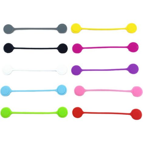 Herbruikbare siliconen kabelbinders met magneet - Multifunctioneel ontwerp: geschikt voor het ordenen van kabels, als boekenlegger en als koelkastmagneet - Assortiment in verschillende kleuren (1/4)