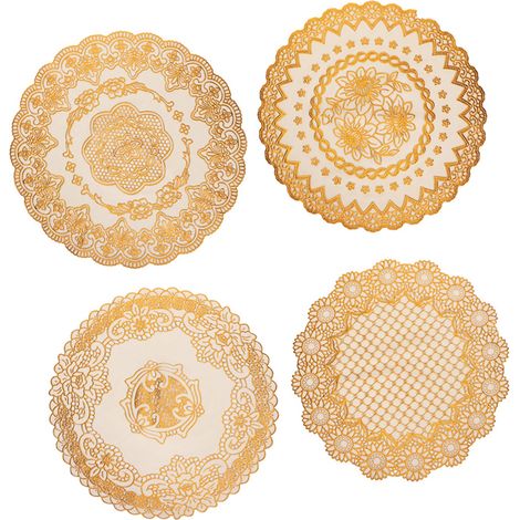12pcs Sous-plats Ronds PVC Isolants Style Européen, Set de 12 Protège-tables Souples pour Dîner et Fêtes (1/5)