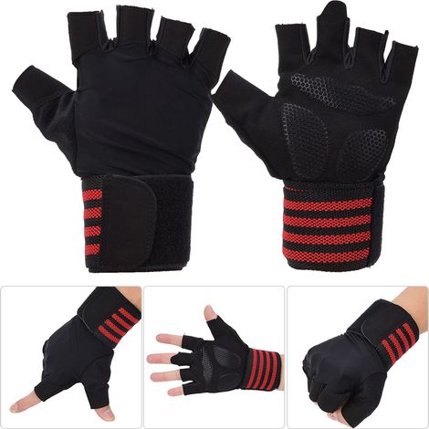 Gants de sport résistants à l'usure, antidérapants, respirants et absorbants pour les loisirs, le fitness et le cyclisme (rouge, taille M). (1/5)