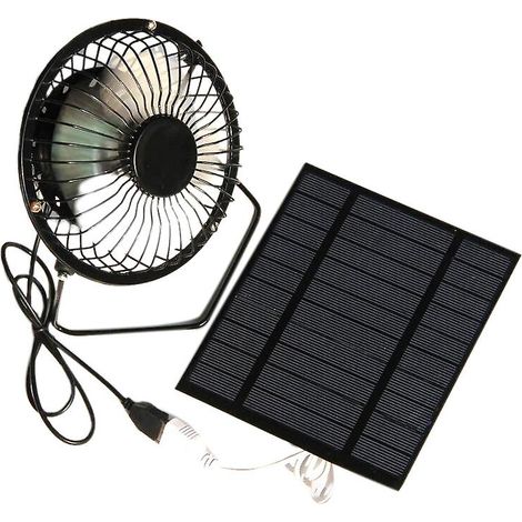 Ventilateur portable 5 W 5 V alimenté par panneau solaire, mini ventilateur de refroidissement portable USB de 10 cm (4 pouces) pour voiture (1/5)
