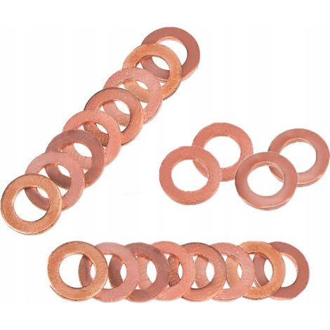 Lot de 20 rondelles d'étanchéité en cuivre 8x12x1 mm (1/4)