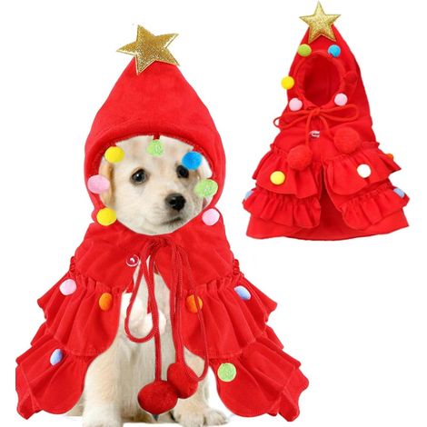 Costume Noel pour Chat Chien, Déguisements pour Chiens, Costume de Noël pour Chien Chat Réglables, Vêtements pour Chien de Noël, Cape de Noel réglable pour Animaux de Compagnie Cape d'arbre de Noëls (1/5)