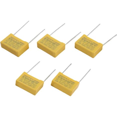 Lot de 5 condensateurs 0,33 µF 275 V CA (x2), Film polypropylène MKP, pour équipements de sécurité et Circuits de couplage, Grille à Broches de 15 mm (1/5)