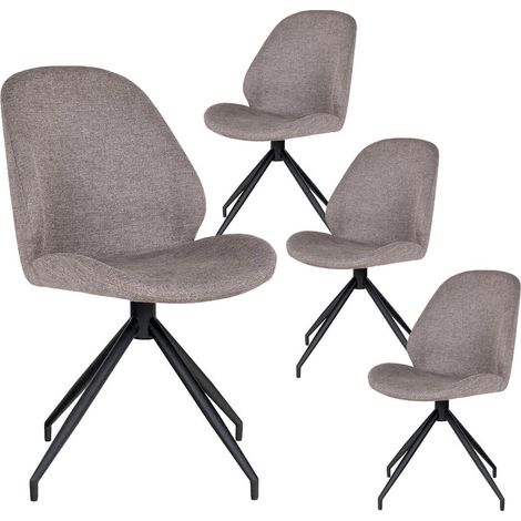GAYA - Lot de 4 Chaises Incurvées Pivotantes Tissu Chiné Taupe (1/5)