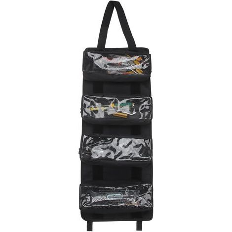 Trousse à outils d'électricien de type rouleau, sac d'insertion de fenêtre transparente, sac à outils en toile d'entretien épaissi multifonctionnel résistant à l'usure,Noir