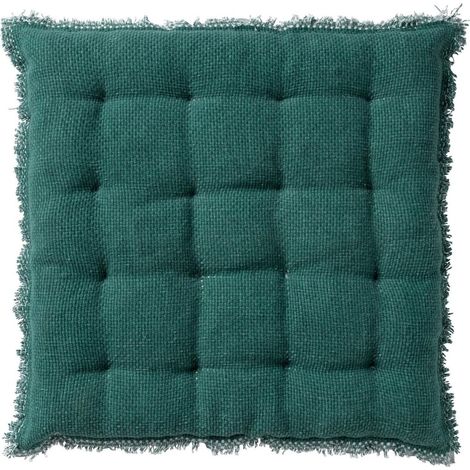 Coussin de chaise Dutch Decor BURTO en coton lavé vert sauge 40x40 cm