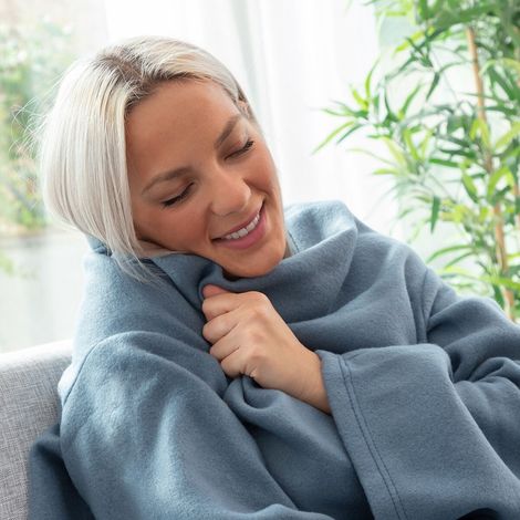 Individuelle armeldecke mit tasche faboulazy innovagoods - blau