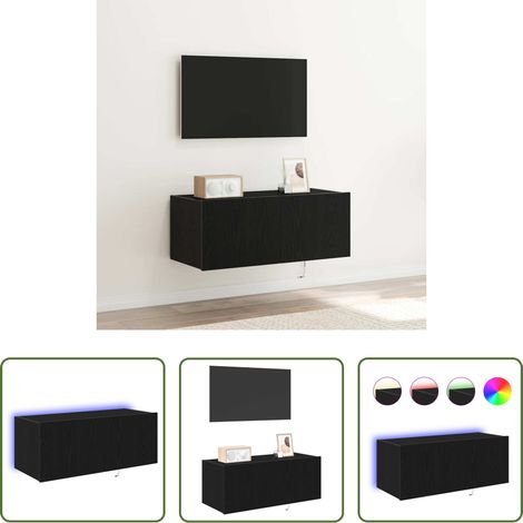 vidaXL Rangement salon - Meuble TV mural Chêne noir 80 x 35 x 31 cm Bois d'ingénierie (1/5)
