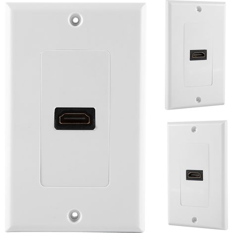 Plaque murale HDMI plaquée or avec Ethernet pour cinéma maison, lecteur DVD, blanc