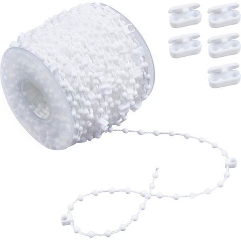 Chaîne pour store bateau - 20 m - avec 5 connecteurs - Chaîne pour store enrouleur - Pièces de rideau - Blanc - Plastique - Pour lames de 89 mm - Pour la réparation des stores enrouleurs (1/5)