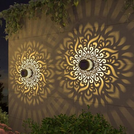 Mandala metálica con energía solar para uso exterior, resistente al agua IP55, 10 lm, 2 unidades (color cálido). (1/5)