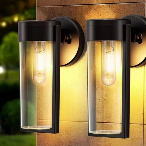 2 Pack Applique Murale Exterieur Solaire, IP65 Etanche Lampe Murale, Blanc Chaud Luminaire Exterieur avec Abat Jour, Appliques (1/5)