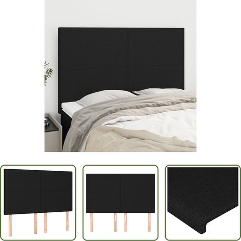 vidaXL Cabecero de cama de tela negro 144x5x118/128 cm (1/5)