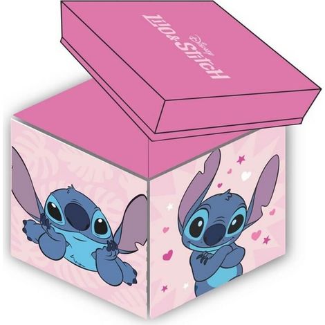 Tabouret de rangement cube - Stitch - Rose - 30x30x30cm (1/4)