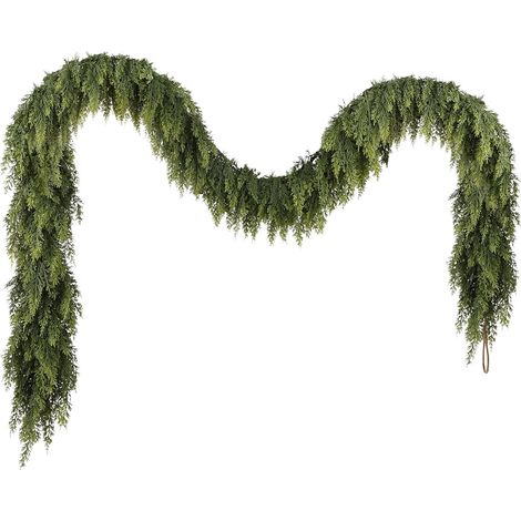 Guirlande En Rotin Artificiel - 180 Cm - Vert - Pour Décoration Intérieure Et Extérieure De Noël Et D'Halloween - 1 Pièce (1/5)