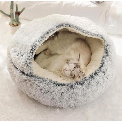 Lit pour Chat Moelleux,Lit pour Chien,Panier pour Chat,Semi-fermé Canapé,Panier pour Animal Domestique,Coussin Chat et Petit Chien (1/5)