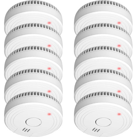 10er Set ELRO Optischer Rauchmelder mit wechselbarer 1 Jahres Batterie, Ø 10cm