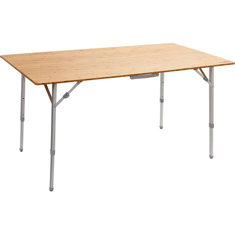 BRUNNER Tavolo Pieghevole per Esterni, da Picnic, da Campeggio, Giardino, terrazzo - in Alluminio, con Elegante ripiano in bambù - CAMPERKING M - Rettangolare, Robusto con Portata Fino a 30 kg