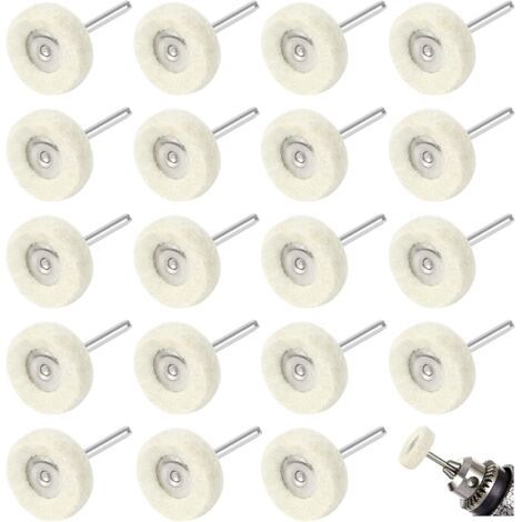 Roue de Polissage pour Perceuse 20 Pcs Roue de Polissage en Laine 25mm Disque de Polissage Tampon à Polir pour Nettoyage en Forme de T Outil de Polissage pour Meulage Polissage de Métal Bois (1/5)