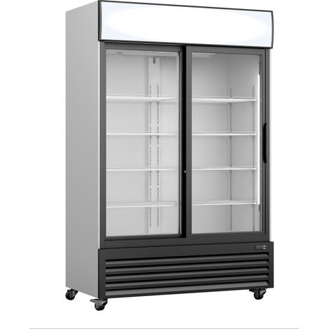 Réfrigérateur vitrine 643L 2 portes LED - Panneau publicitaire 8 étagères Contrôle numérique - Saro