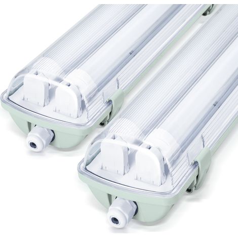 Jiubiaz 2 regletas LED impermeables para tubo LED T8, IP65, 150 cm, 2 x 24 W, blanco neutro