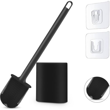 Brosse de toilette en silicone, brosse de toilette Bowl Buddy pour un nettoyage en profondeur de la salle de bain, avec poils souples et flexibles et manche en plastique antidérapant. (1/5)