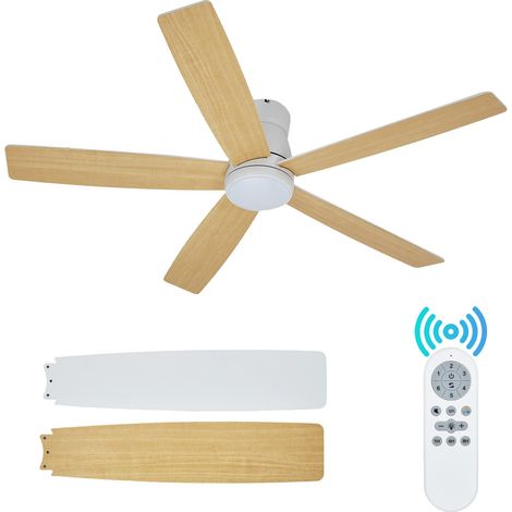 Deckenventilator mit Licht und Fernbedienung – 3-Farben LED – Leise – Energieeffizient – Deckenmontage – Weiß