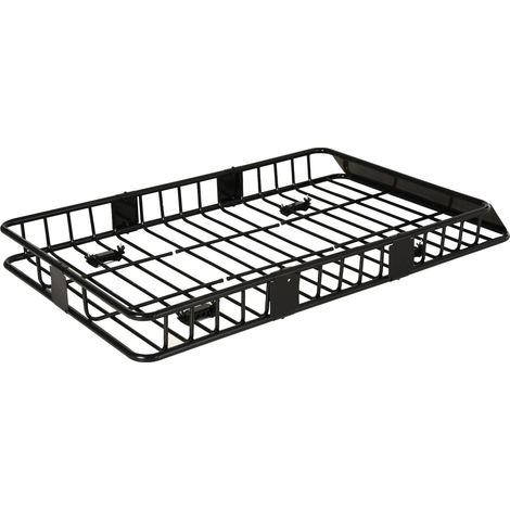 CHICFURN Cestello da tetto auto regolabile 109-162 x 99 x 16 cm metallo nero, 100 kg (1/5)