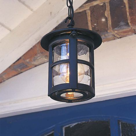 Chaîne lanterne lampe d'extérieur suspension ALU verre suspension noir 1 flamme (1/4)