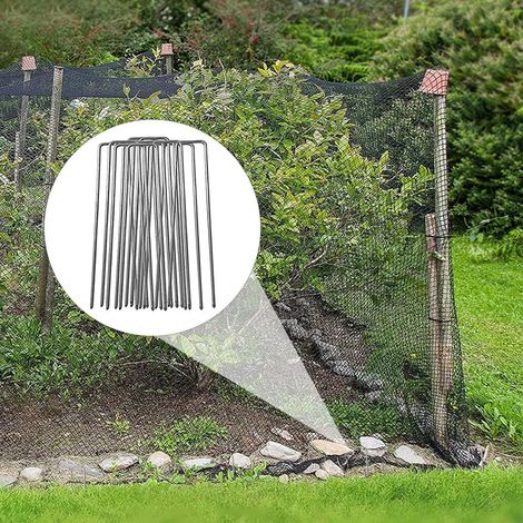 Filet Anti Oiseaux 7.5 x 15 m, Filet Protection Oiseaux, Jardin Filet Arbre Fruitier avec 10 Pcs Piquets de Jardin et 30 Pcs Attaches de Câble pour Plante, Arbre, Fruit, Légume, Étang - Noir