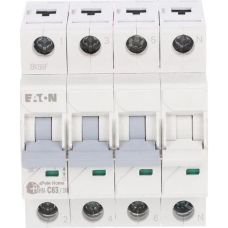 Interrupteur et disjoncteur Eaton 3p+n c 63a 6ka protection surcharge court-circuit