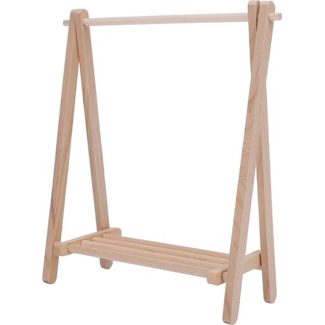 Porte-vêtements miniature pour maison de poupée à l'échelle 1:12, support de sol en bois, accessoires pour vêtements de poupée. (1/5)