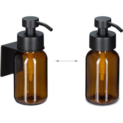 Dispenser di sapone da parete elegante pratico montaggio facile 16,5 x 6,5 x 12,5 cm in vetro nero 130016930