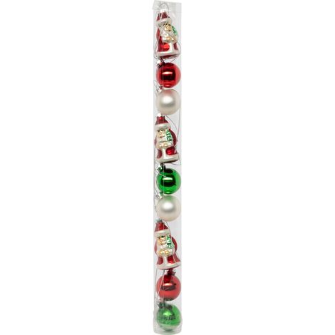 Sujet de Noël en Verre 9 pièces Père Noël et Boules Vert et Rouge - Feeric Christmas (1/5)