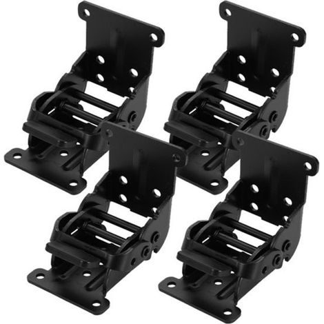 Supports de pieds de table pliants robustes - 4 pièces - avec charnières autobloquantes, pour supports d'extension en bois - pliables robustes avec vis incluses (noir) (1/5)