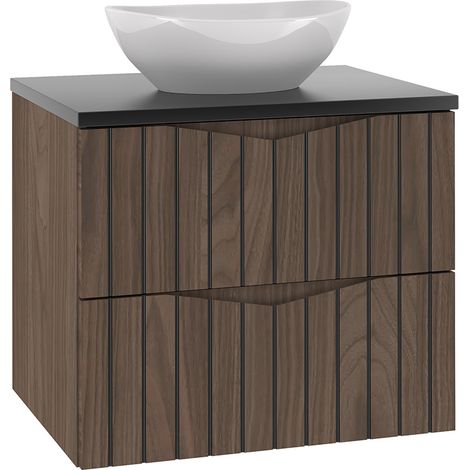 Waschtisch 60.6cm Siena mit 2 Schubladen, Holzoptik und Schwarz