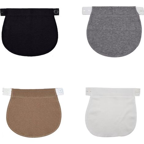 Extension De Ceinture De Grossesse - Bande Élastique 21 À 31 Cm Avec Panneau De Couverture 18 X 16 Cm - Blanc Noir Kaki Gris - Lot De 4